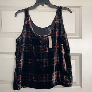 J.Crew plaid velvet tank top